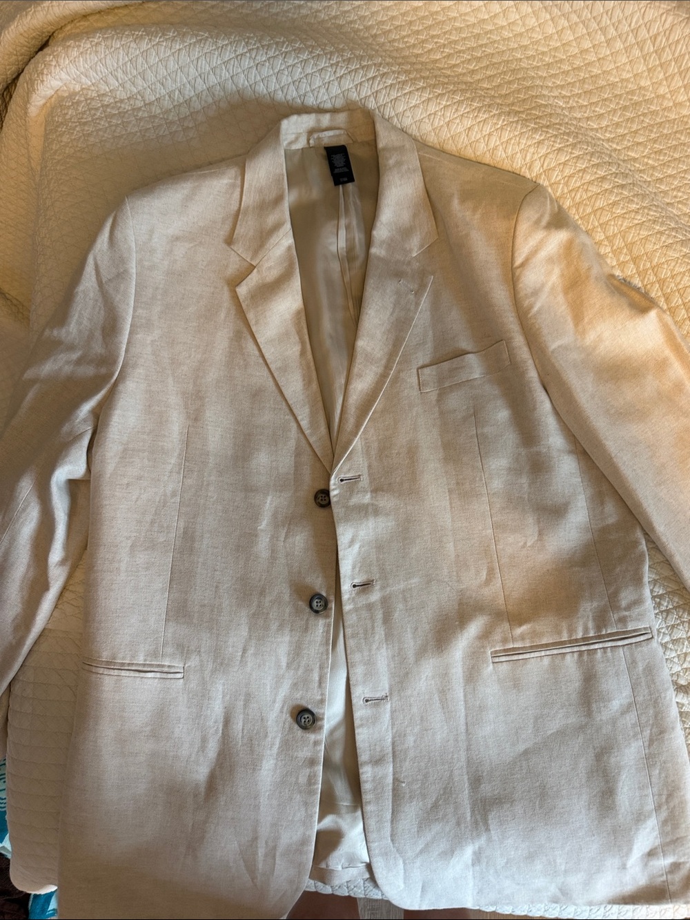 Claiborne Cream Linen-Blend Three-Button Sport Coat and pants